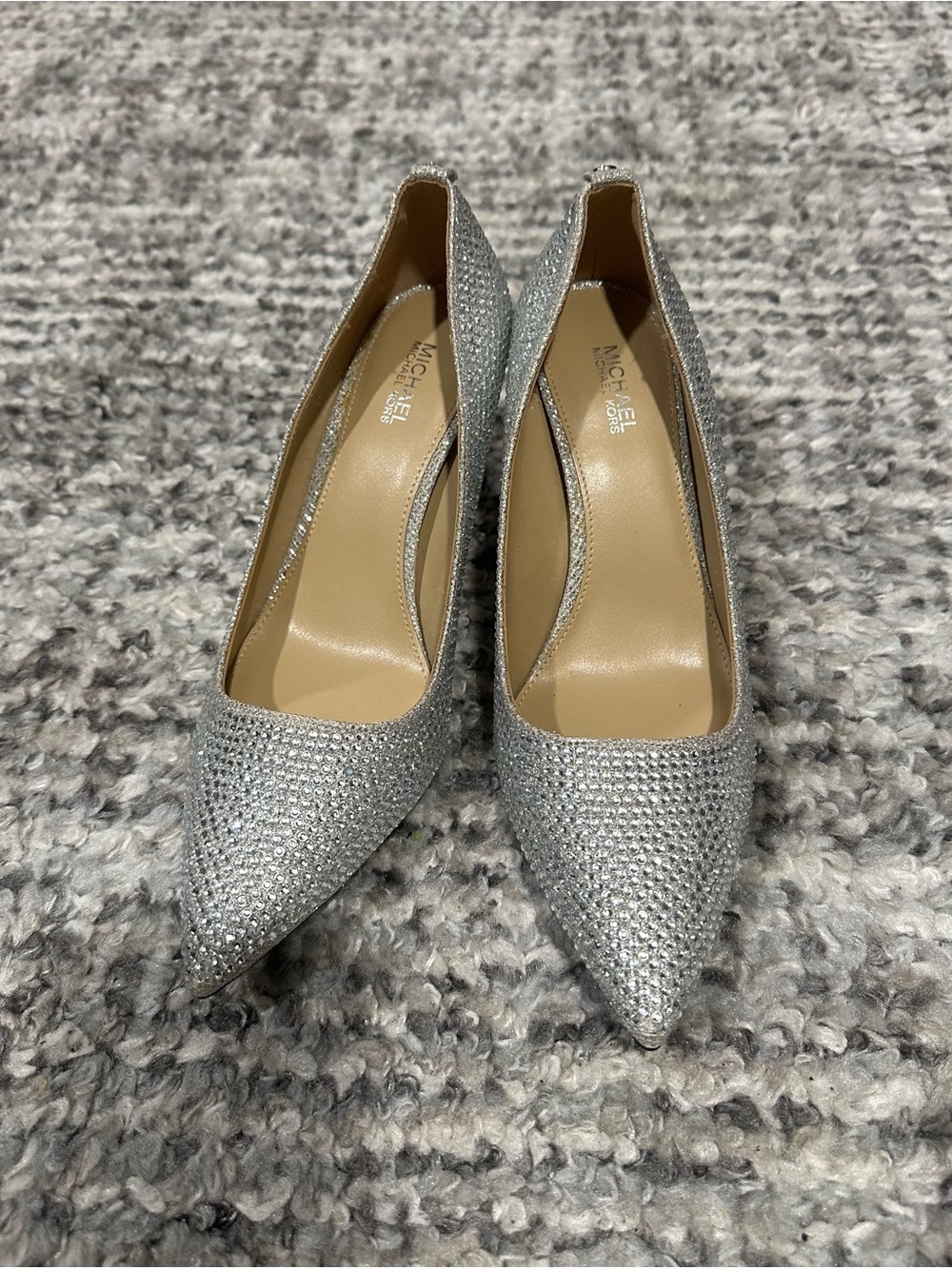 Michael Kors Silver Rhinestone Pointed Toe Pumps